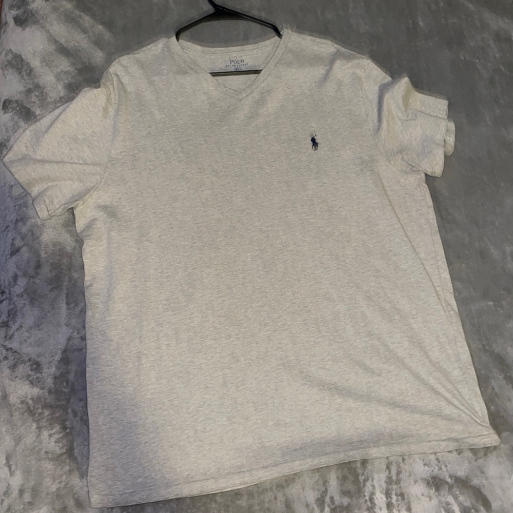 Polo V Neck shirt sleeve - Grey with navy blue polo man